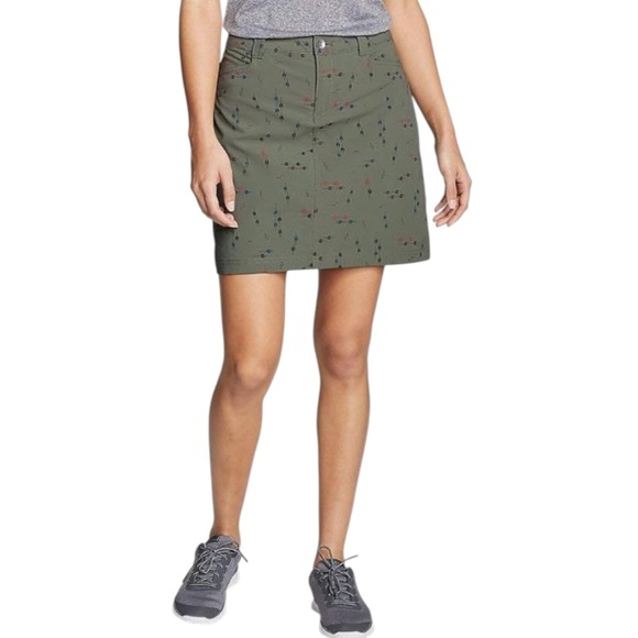 Eddie Bauer Adventurer 2.0 Stretch Skort Women's Size 10 Olive Green Arrow Print - Picture 3 of 9